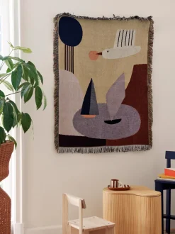 ferm LIVING Textiles<Bird Tapestry Blanket Beige