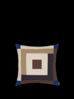 ferm LIVING Cushions<Border Patchwork Cushion - /Bright Blue Carob Brown