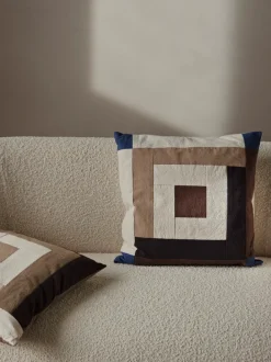 ferm LIVING Cushions<Border Patchwork Cushion - /Bright Blue Carob Brown