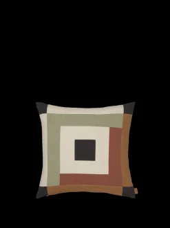 ferm LIVING Cushions<Border Patchwork Cushion - Dark /Red Brown Sage