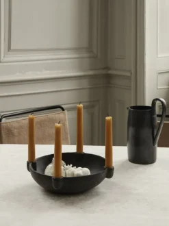 ferm LIVING Candleholders<Bowl Candle Holder - Large - Ceramic - Dark Grey