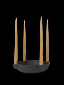 ferm LIVING Candleholders<Bowl Candle Holder - Large - Ceramic - Dark Grey