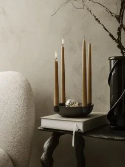 ferm LIVING Candleholders<Bowl Candle Holder - Medium - ened Aluminium Black