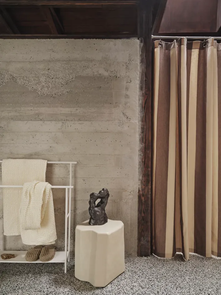 ferm LIVING Shower Curtains<Chambray Shower Curtain - /Parchment Carob Brown