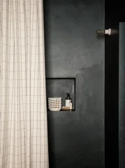 ferm LIVING Shower Curtains<Chambray Shower Curtain - Grid Beige