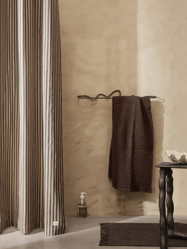 ferm LIVING Shower Curtains<Chambray Shower Curtain - /Black Sand