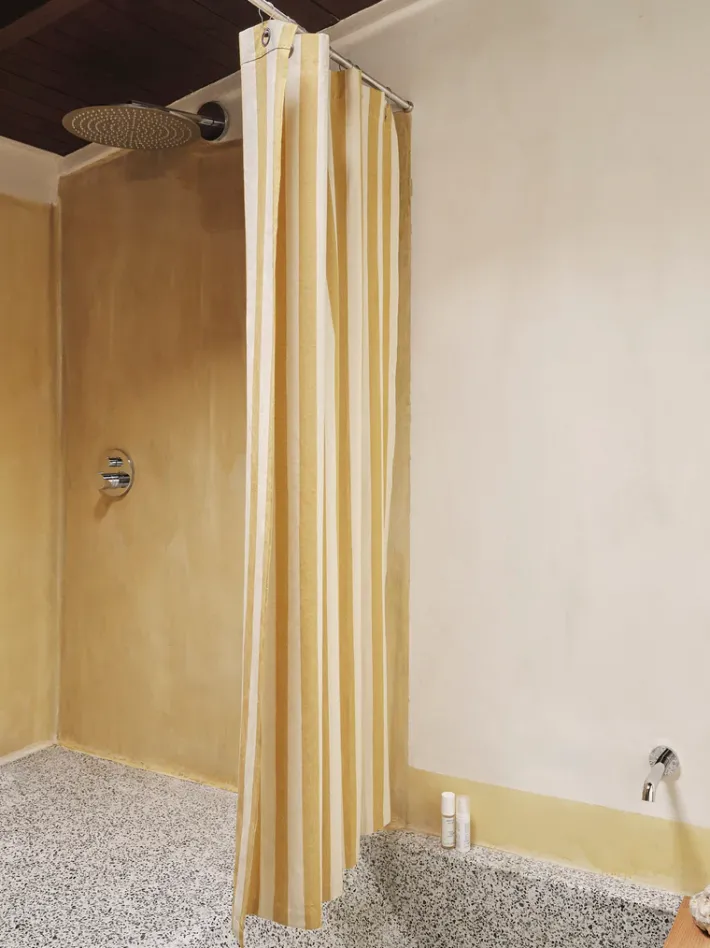 ferm LIVING Shower Curtains<Chambray Shower Curtain - /Parchment Warm Yellow