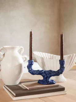 ferm LIVING Candleholders<Dito Candle Holder - Double - Bright Blue