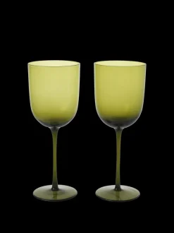 ferm LIVING Glasses<Host Red Wine Glasses - Set of 2 - Moss Green