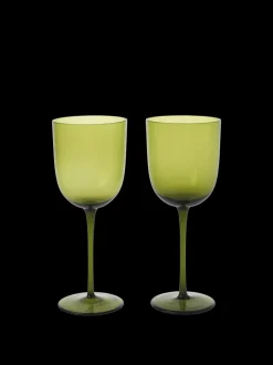 ferm LIVING Glasses<Host White Wine Glasses - Set of 2 - Moss Green