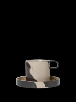 ferm LIVING Cups<Inlay Cup with Saucer - /Brown Sand
