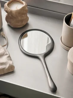 ferm LIVING Mirrors<Lava Hand Mirror - ened Aluminium Black