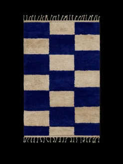 ferm LIVING Rugs|Rectangular Rugs<Mara Knotted Rug - /Off-White - 80 x 120 cm Bright Blue