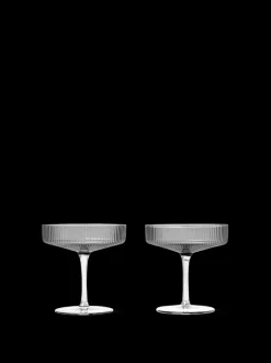 ferm LIVING Glasses<Ripple Champagne Saucers - Set of 2 - Smoked Grey