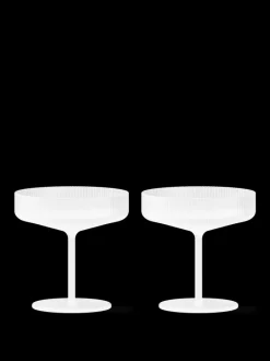 ferm LIVING Glasses<Ripple Champagne Saucers - Set of 2 - Frosted White