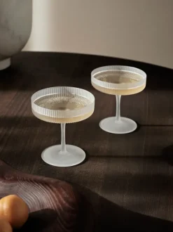ferm LIVING Glasses<Ripple Champagne Saucers - Set of 2 - Frosted White