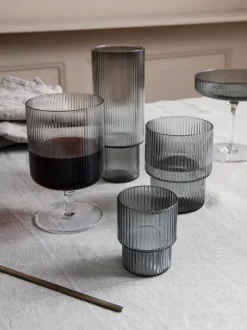 ferm LIVING Glasses<Ripple Glasses - Set of 4 - Smoked Grey