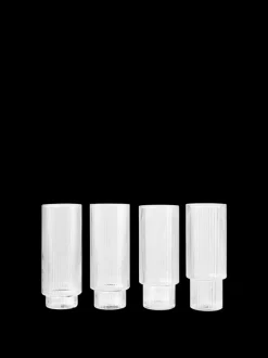 ferm LIVING Glasses<Ripple Long Drink Glasses - Set of 4 - Clear