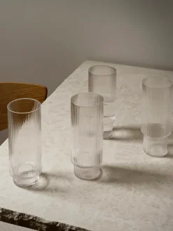 ferm LIVING Glasses<Ripple Long Drink Glasses - Set of 4 - Clear