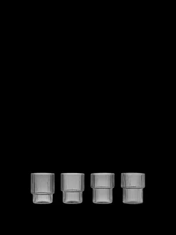 ferm LIVING Glasses<Ripple Small Glasses - Set of 4 - Smoked Grey