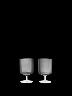 ferm LIVING Glasses<Ripple Wine Glasses - Set of 2 - Smoked Grey